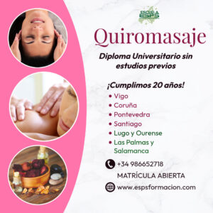 Curso de Quiromasaje que imparte la Escuela Europea Parasanitaria ESPS es la mejor alternativa. Esta formación integral y práctica, fiel al método clásico del doctor Ferrándiz
