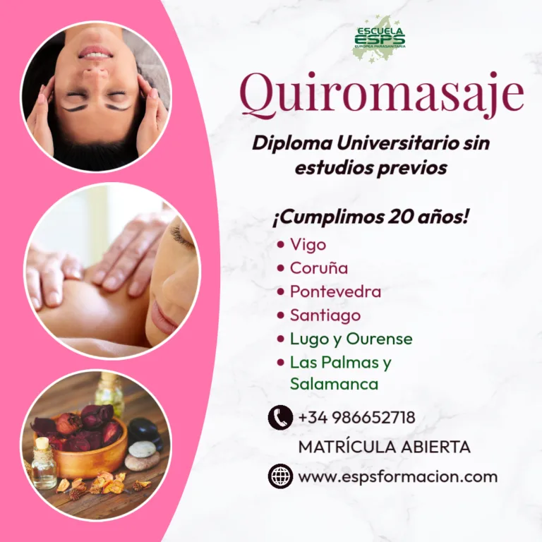 Curso de Quiromasaje que imparte la Escuela Europea Parasanitaria ESPS es la mejor alternativa. Esta formación integral y práctica, fiel al método clásico del doctor Ferrándiz